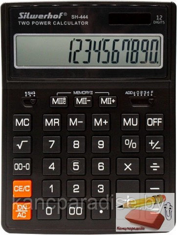 Калькулятор настольный Silwerhof SH-444, 12-разрядный, черный, арт.1986166
