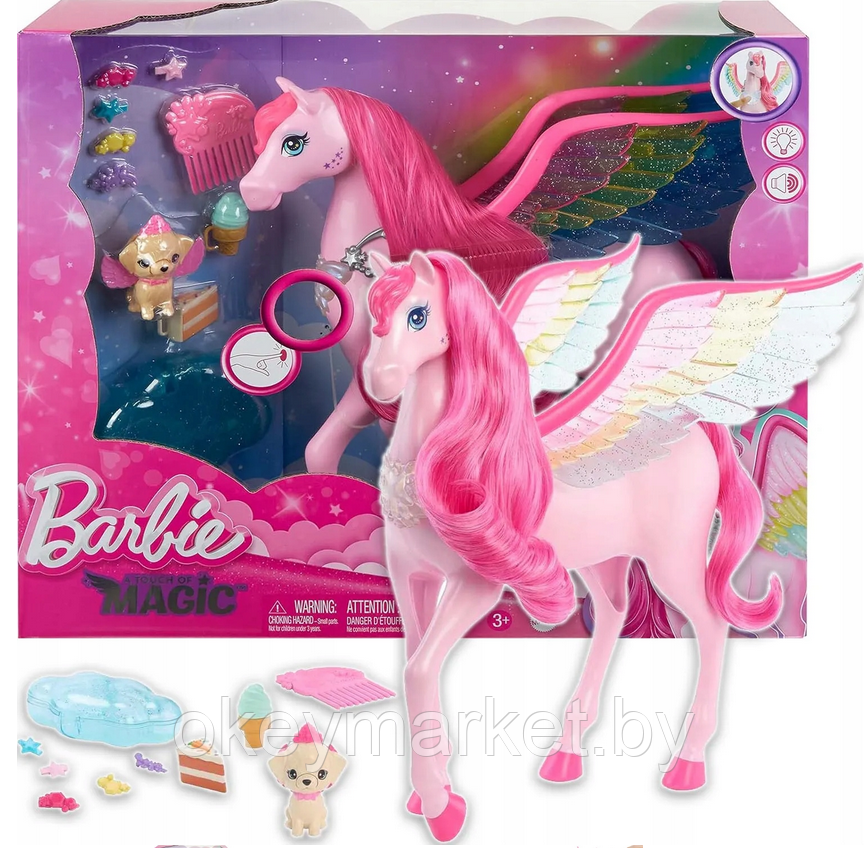 Игровой набор Barbie Pinch of Magic Розовый пегас со светом и звуком HLC40