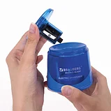 Точилка электрическая BRAUBERG DOUBLE BLADE BLUE, двойное лезвие, питание от 2 батареек AA, фото 6