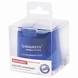 Точилка электрическая BRAUBERG DOUBLE BLADE BLUE, двойное лезвие, питание от 2 батареек AA, фото 8