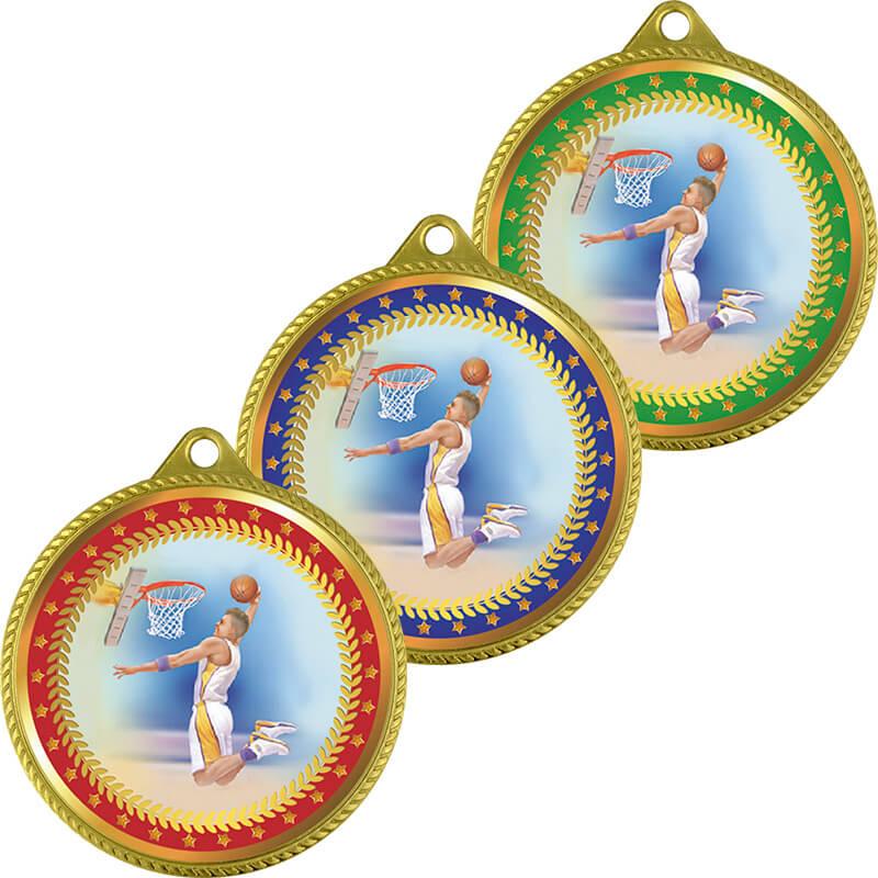 Медаль баскетбол зеленая 5,5 см, без ленты , 3999-005-005