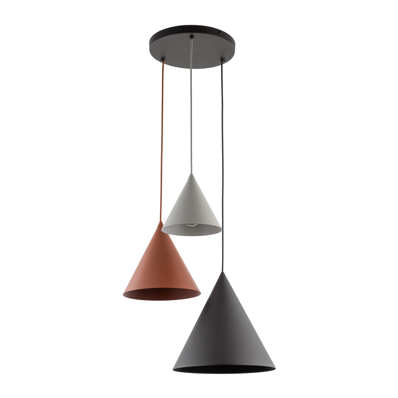 Тройной подвесной светильник на круглой розетке с конусными абажурами CONO MIX 6633 TK Lighting