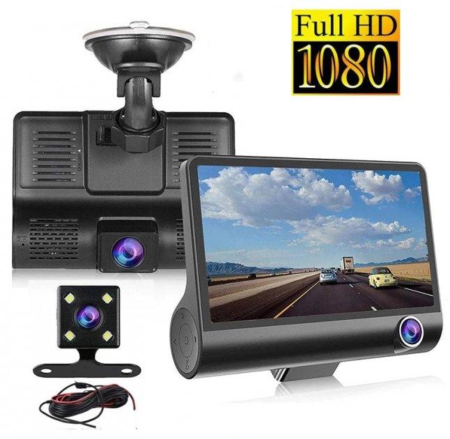 Автомобильный видеорегистратор с тремя камерами PROFIT D403, Full HD 1920х1080 (30 к/с), MicroSD до 128GB