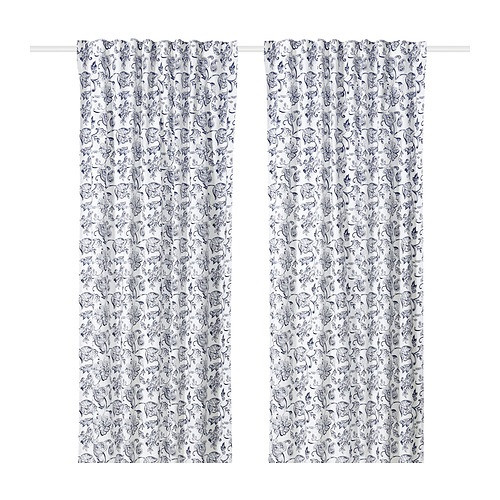 IKEA/ ДОВРЕФИББЛОР гардины, 2 шт. 300х145 см, белый/синий