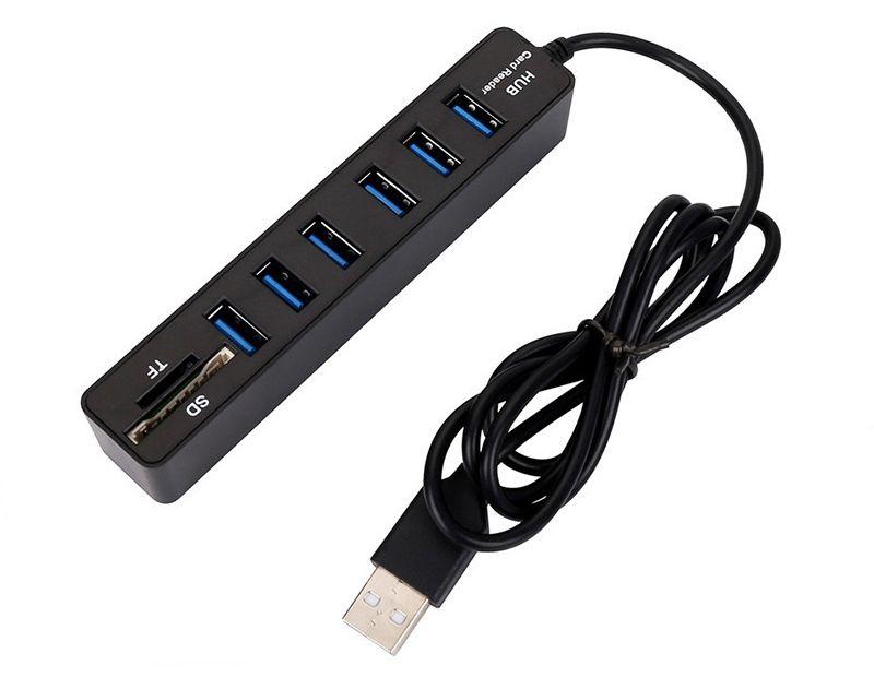 Хаб - концентратор USB2.0 - 6х USB2.0, вертикальный, черный 556947