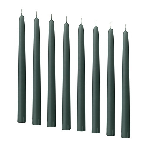 IKEA/  КЛОКХЕТ неароматическая свеча, темный серо-зеленый, 25 см, 1шт