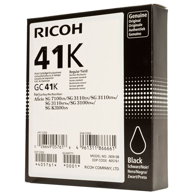 Картридж GC 41K/ 405761 (для Ricoh Aficio SG3100/ SG3110/ SG3120/ SG7100) чёрный