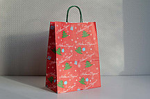 Крафт-пакет с кр.ручкой 260х150х350 Елочки на красном