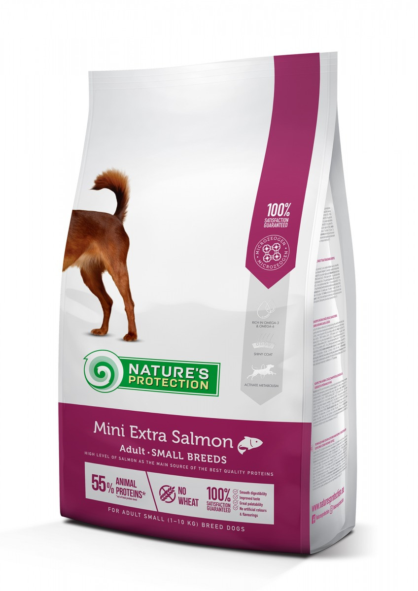 Сухой корм Nature's Protection Mini Extra Salmon для мелких пород с чувствительным пищеварением 500гр.