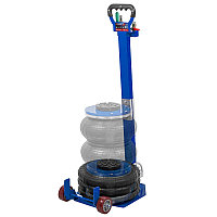 Домкрат подкатной пневматический 3т (4-8bar, h min 135мм, h max 400мм, 3 подушки, Ø250мм)