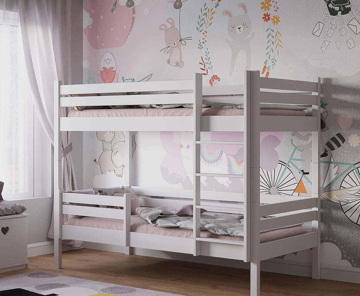 Кровать двухъярусная Rostik 2в1 80х180 белый