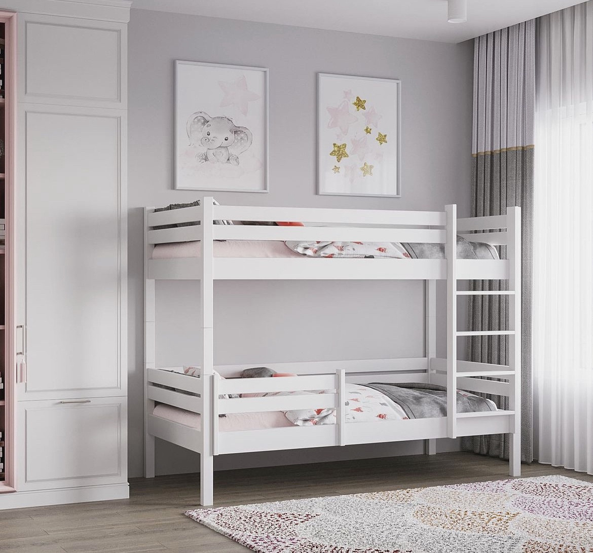 Кровать двухъярусная Rostik 2в1 90х190 белый