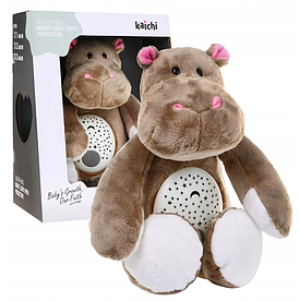 Музыкальная успокаивающая игрушка Бегемот 3в1 для детей + сенсорная игрушка + проектор