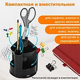 Подставка-органайзер BRAUBERG MINI, 10 отделений, вращающаяся, 107х107х130 мм, черная, ОР70, фото 7