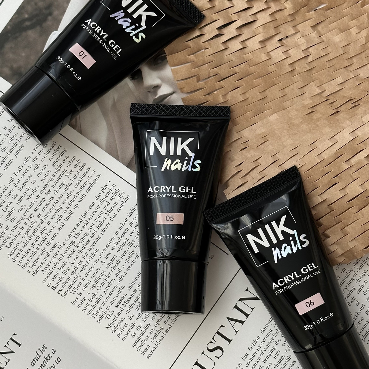 Акрилгель Nik Nails Clear (прозрачный), 30 гр
