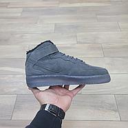 Кроссовки Nike Air Force 1 Mid Dark Gray с мехом, фото 2