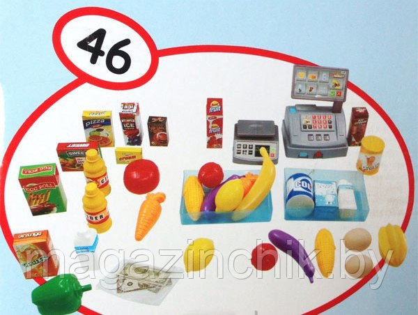 Набор для игры в магазин Супермаркет 32354 с корзинкой, продуктами, сканером, со светом и звуком - фото 2 - id-p34484130