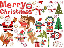 Наклейка Новогодние животные 45х60 см, ассорти (арт.6230969)