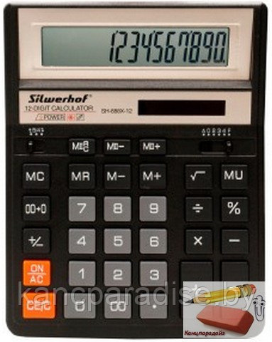 Калькулятор настольный Silwerhof SH-888X-12, 12-разрядный, черный, арт.1789257