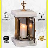 Лампада квадратная на кладбище/памятник из Мрамора Бронза. Высота 28см. См. описание ниже!!!, фото 2