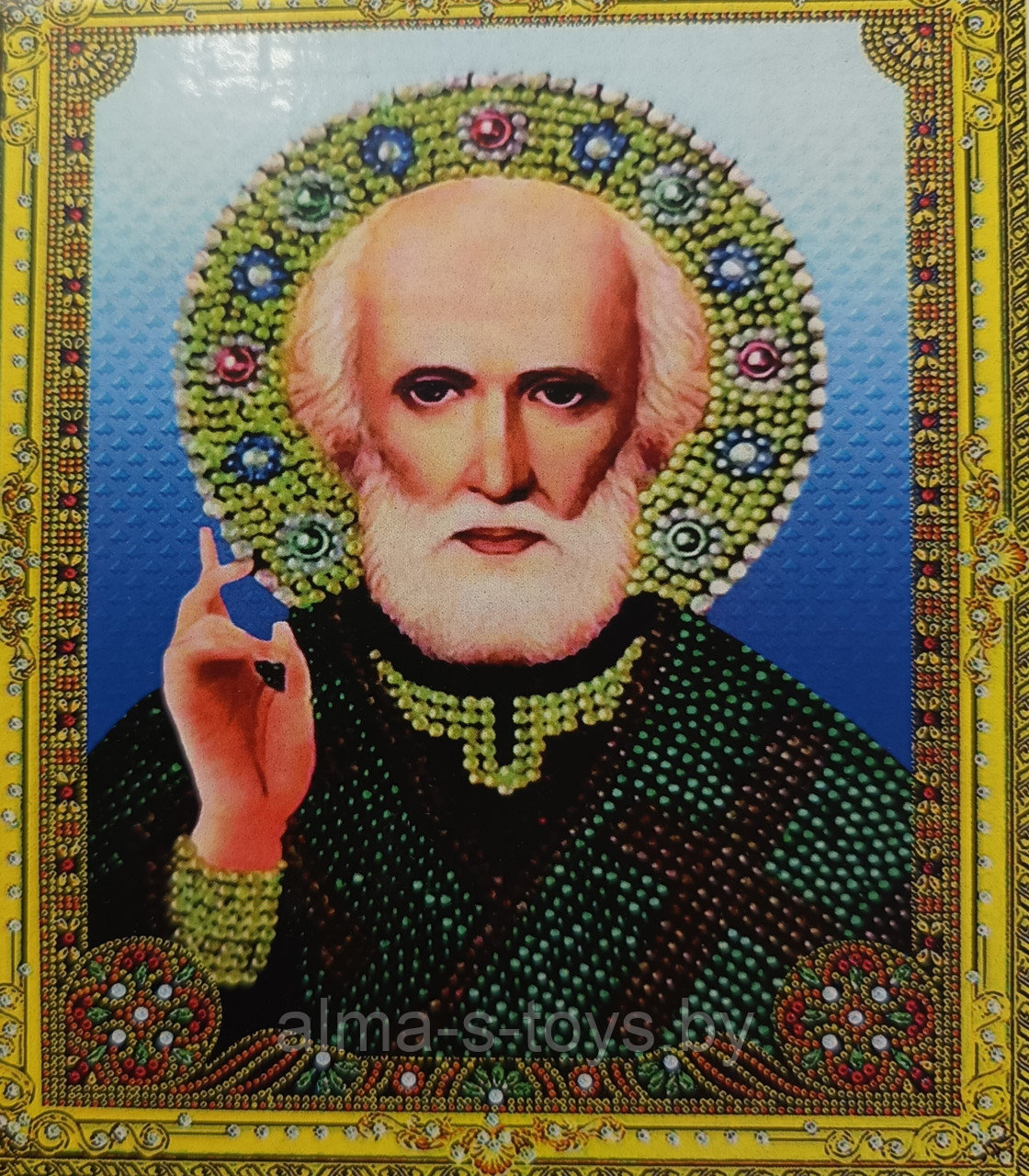 Икона 40*50 с фигурными стразами "Николай Чудотворец"
