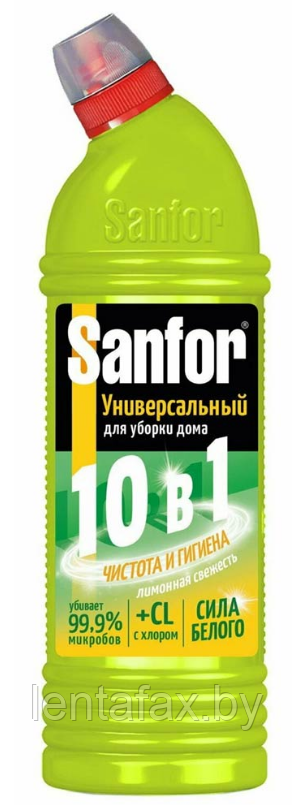 Чистящее средство для сантехники Sanfor "Universal 10в1 . Лимонная свежесть", гель с хлором, 1л