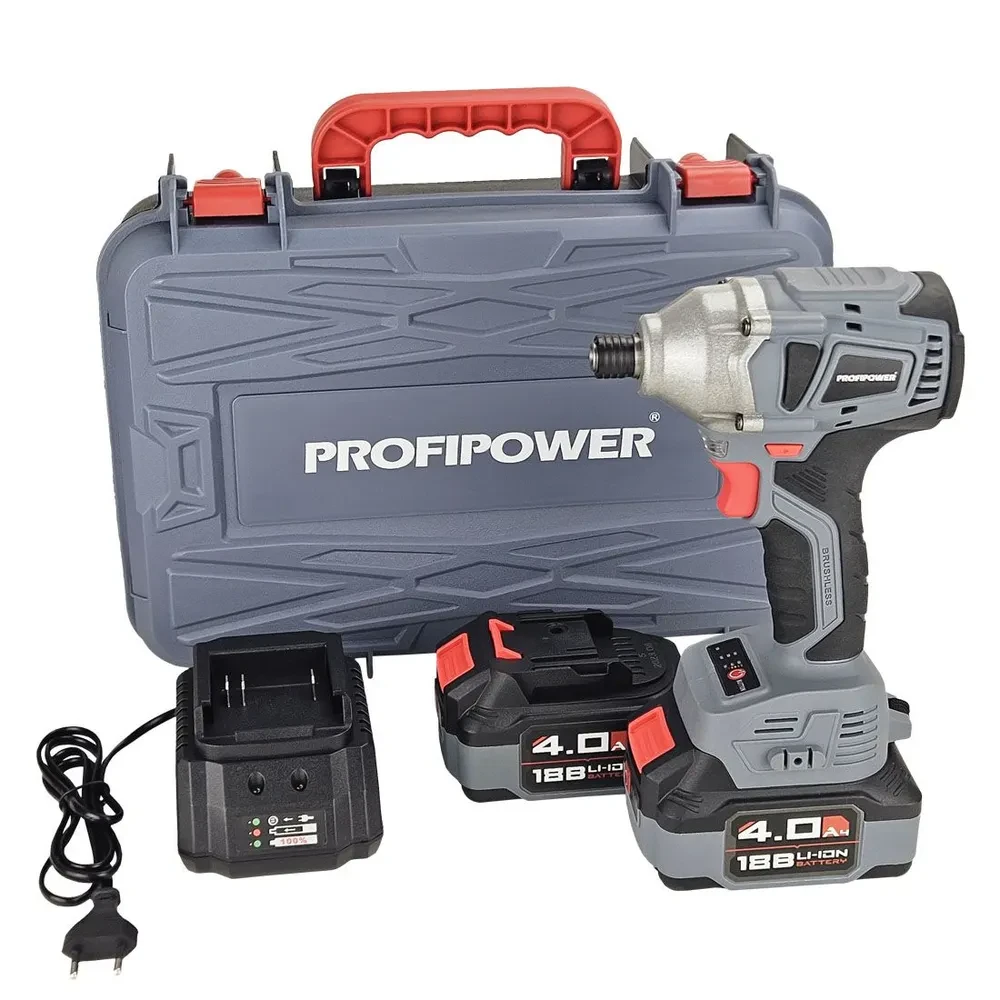 Шуруповерт ударный (винтоверт) бесщеточный ProfiPower MKDTD-18V (220 Нм, 2 АКБ 4 А/ч, кейс) E0082