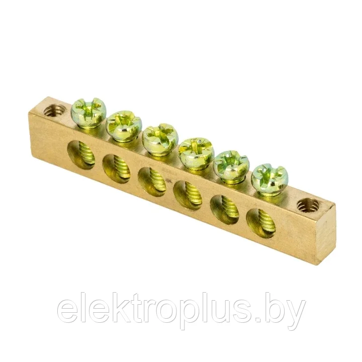 Шина PEN "ноль-земля" (6x9мм) _6 отверстий латунь крепеж по краям EKF PROxima