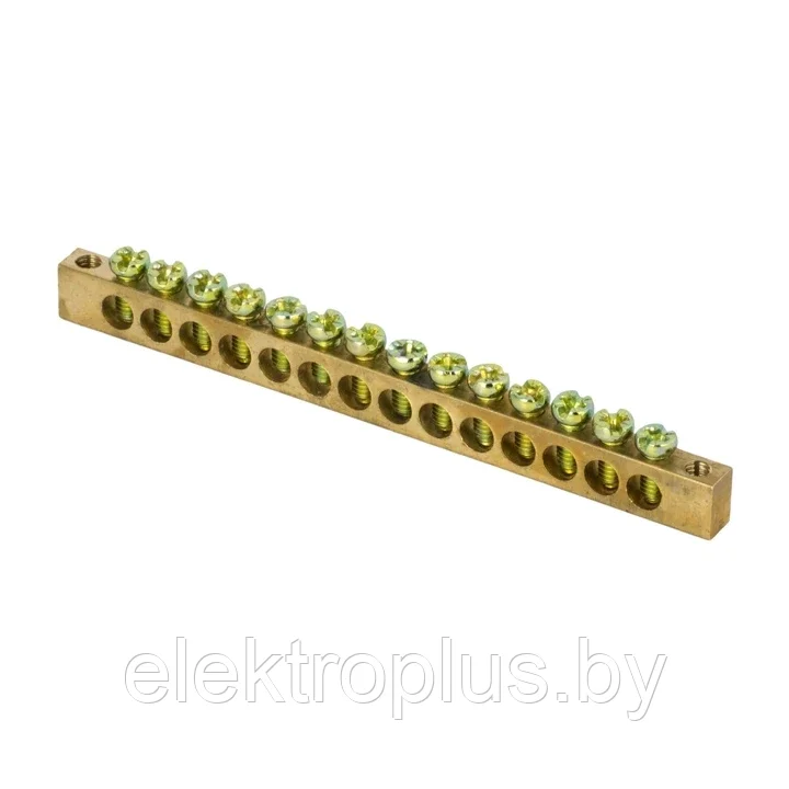 Шина PEN "ноль-земля" (6х9мм) 14 отверстий латунь крепеж по краям EKF PROxima