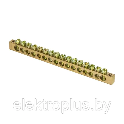 Шина PEN "ноль-земля" (6х9мм) 16 отверстий латунь крепеж по краям EKF PROxima, фото 2