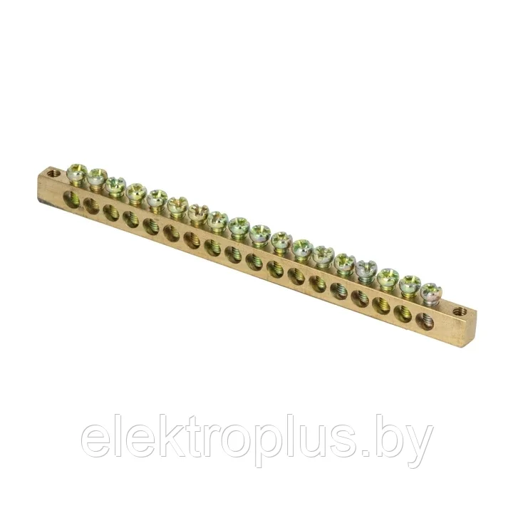 Шина PEN "ноль-земля" (6х9мм) 18 отверстий латунь крепеж по краям EKF PROxima