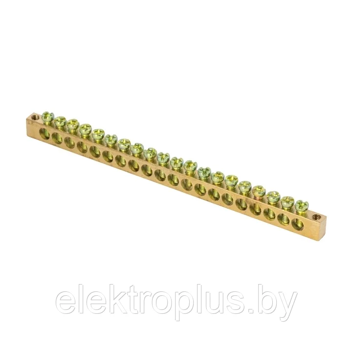 Шина PEN "ноль-земля" (6х9мм) 20 отверстий латунь крепеж по краям EKF PROxima