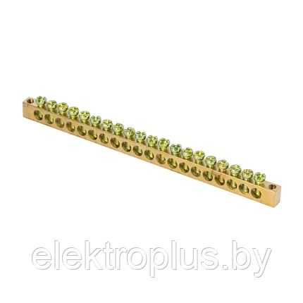 Шина PEN "ноль-земля" (6х9мм) 20 отверстий латунь крепеж по краям EKF PROxima, фото 2