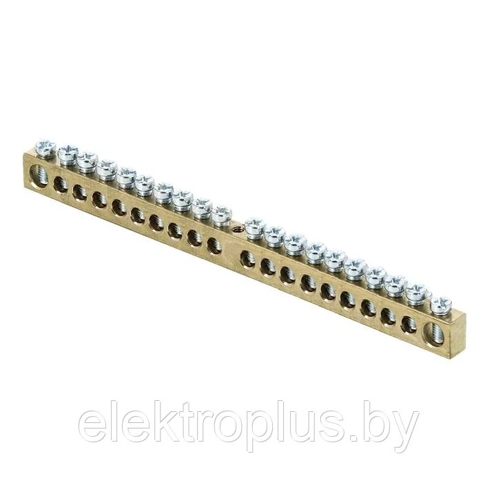 Шина PEN "ноль-земля" (6х9мм) 20 отверстий латунь крепеж по центру EKF PROxima