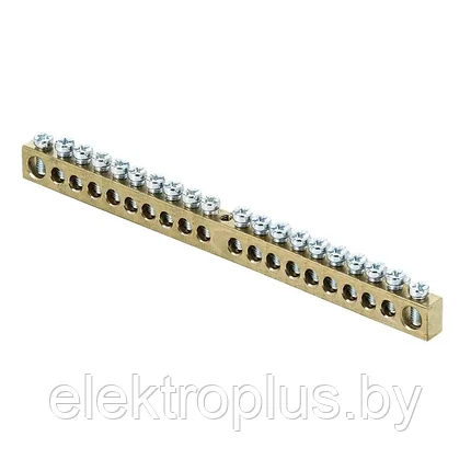 Шина PEN "ноль-земля" (6х9мм) 20 отверстий латунь крепеж по центру EKF PROxima, фото 2