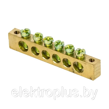 Шина PEN "ноль-земля" (8х12мм) _6 отверстий латунь крепеж по краям EKF PROxima, фото 2