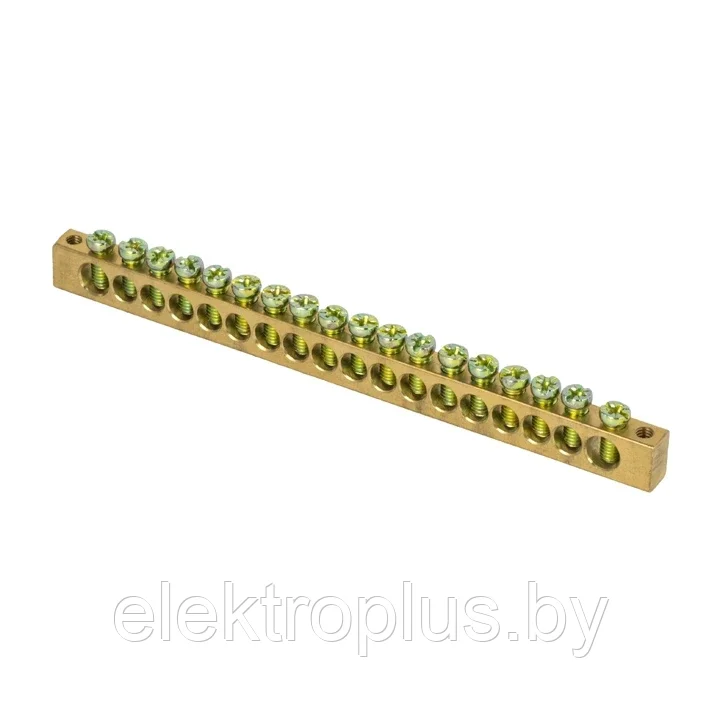 Шина PEN "ноль-земля" (8х12мм) 18 отверстий латунь крепеж по краям EKF PROxima