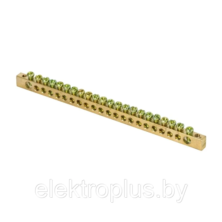 Шина PEN "ноль-земля" (8х12мм) 22 отверстий латунь крепеж по краям EKF PROxima