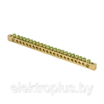 Шина PEN "ноль-земля" (8х12мм) 22 отверстий латунь крепеж по краям EKF PROxima, фото 2