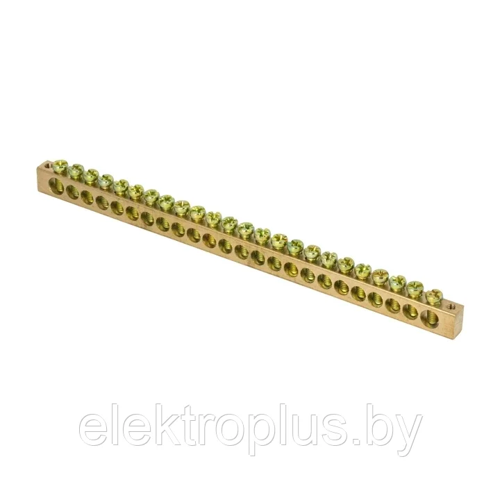 Шина PEN "ноль-земля" (8х12мм) 24 отверстий латунь крепеж по краям EKF PROxima