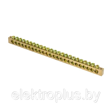 Шина PEN "ноль-земля" (8х12мм) 24 отверстий латунь крепеж по краям EKF PROxima, фото 2