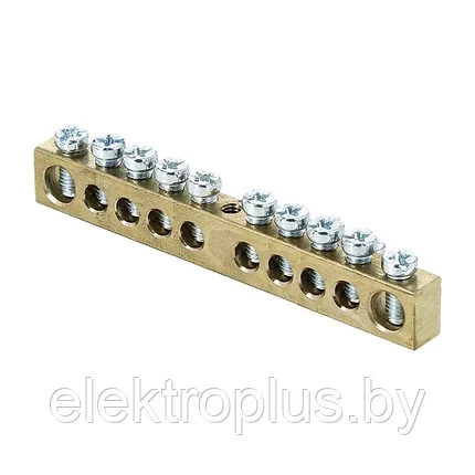 Шина PEN "ноль-земля" (8х12мм) _8 отверстий латунь крепеж по центру EKF PROxima, фото 2