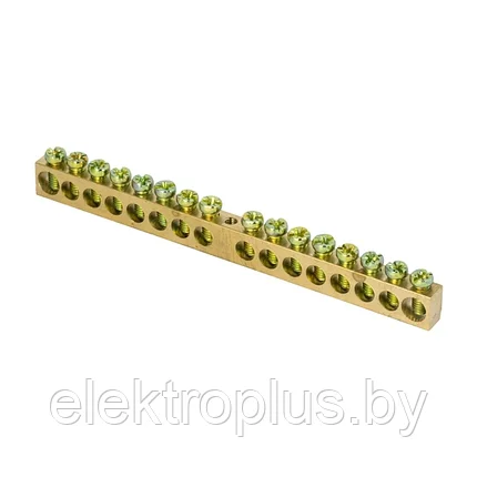 Шина PEN "ноль-земля" (8х12мм) 16 отверстий латунь крепеж по центру EKF PROxima, фото 2