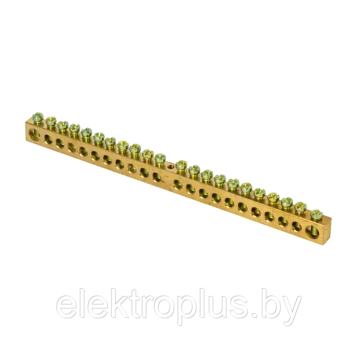 Шина PEN "ноль-земля" (8х12мм) 22 отверстий латунь крепеж по центру EKF PROxima