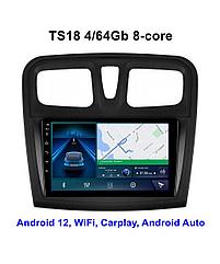 Штатная магнитола 10″ Android Qled TS18 4/64Gb для Renault Logan II 2013-2023, Sandero Stepway ll 2012-2023
