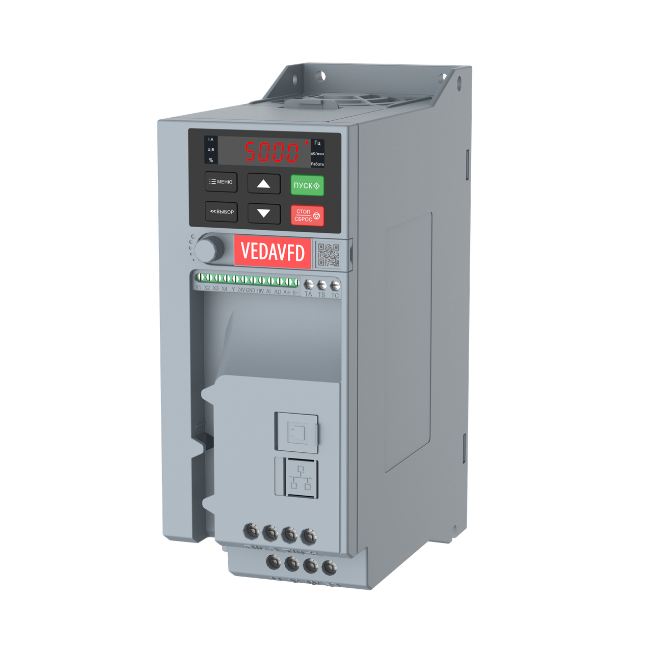 Частотный преобразователь VEDA VF-51-P4K0-0009-T3-E20-B-H+PAN, Uвх: 3-х 380В, Uвых: 3х380В, 4,0 кВт