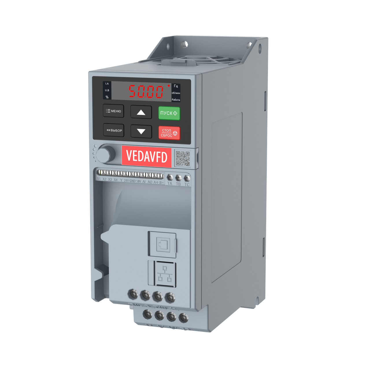 Частотный преобразователь VEDA VF-51-P1K5-0004-T3-E20-B-H+PAN, Uвх: 3-х 380В, Uвых: 3х380В, 1,5 кВт