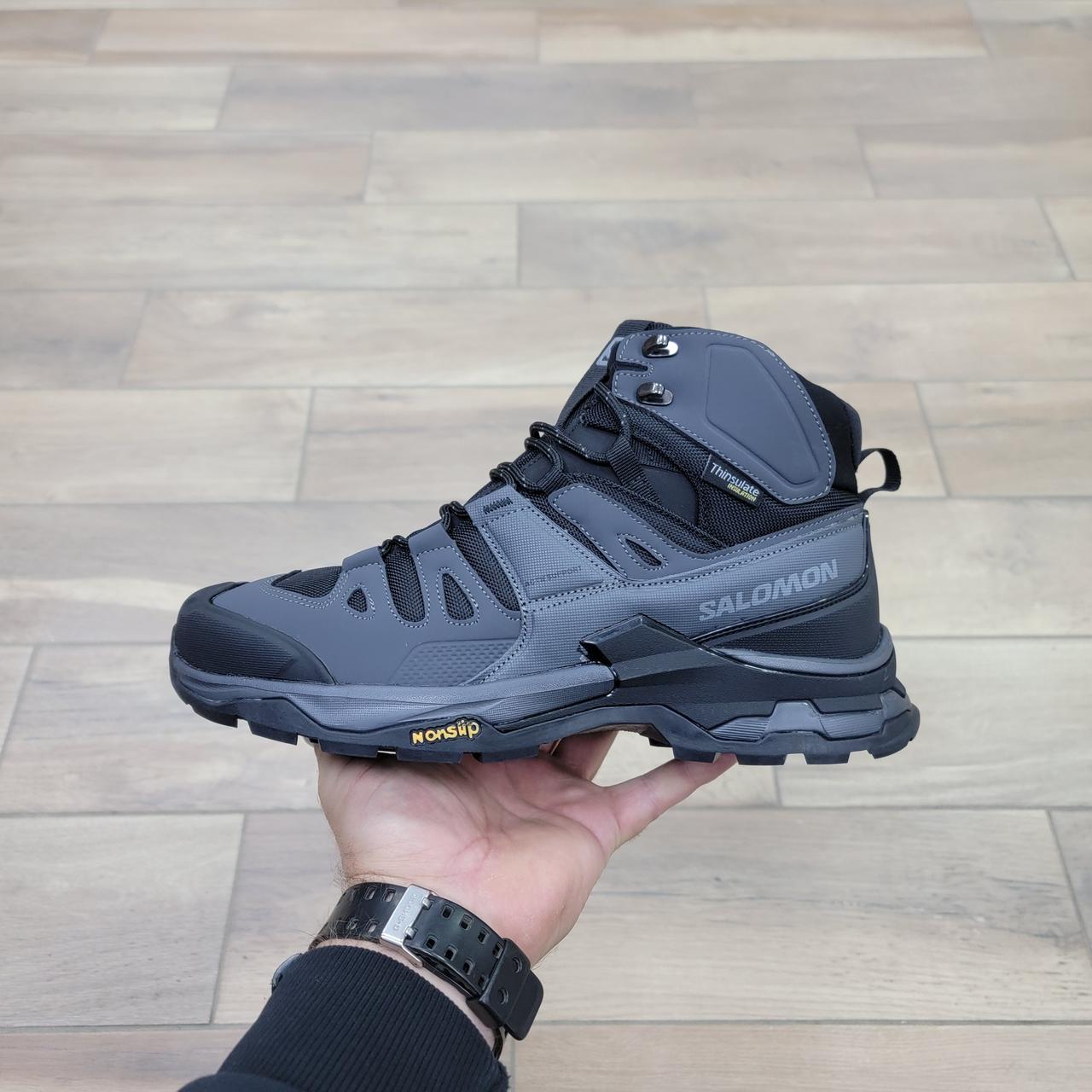 Кроссовки Salomon X Ultra 4 Mid Gray Black с мехом
