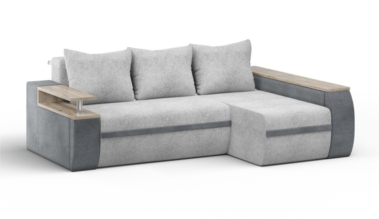 Диван угловой "Атика New" угол ПР "Г" шенилл Shape grey/dream grafit