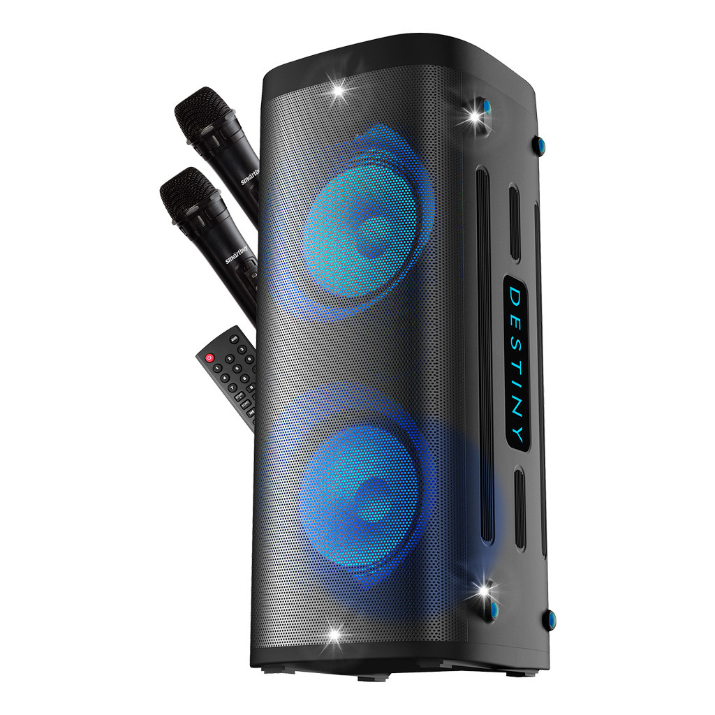 Портативная колонка Smartbuy DESTINY, 140 Вт, Bluetooth, USB, MicroSD, AUX, FM, караоке, 2 беспр. микрофона